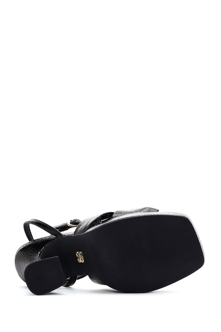 Women's Black Platform Heeled Sandals