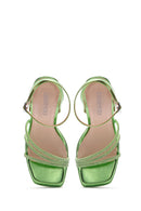 Kadın Yeşil Taşlı Platform Topuklu Sandalet | Derimod