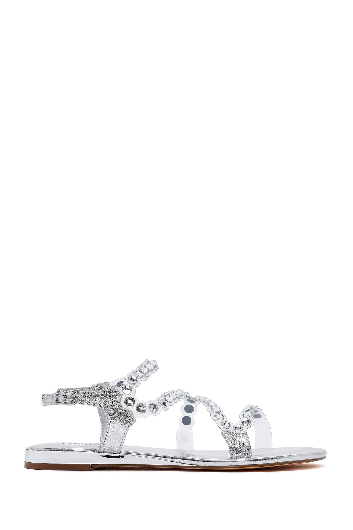 Women's Silver Stone Flat Sandals 23SFD4454PV | Derimod