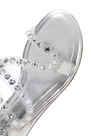 Women's Silver Stone Flat Sandals | Derimod