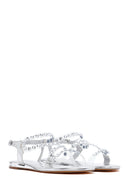 Women's Silver Stone Flat Sandals | Derimod