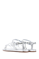 Women's Silver Stone Flat Sandals | Derimod