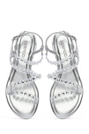 Women's Silver Stone Flat Sandals | Derimod