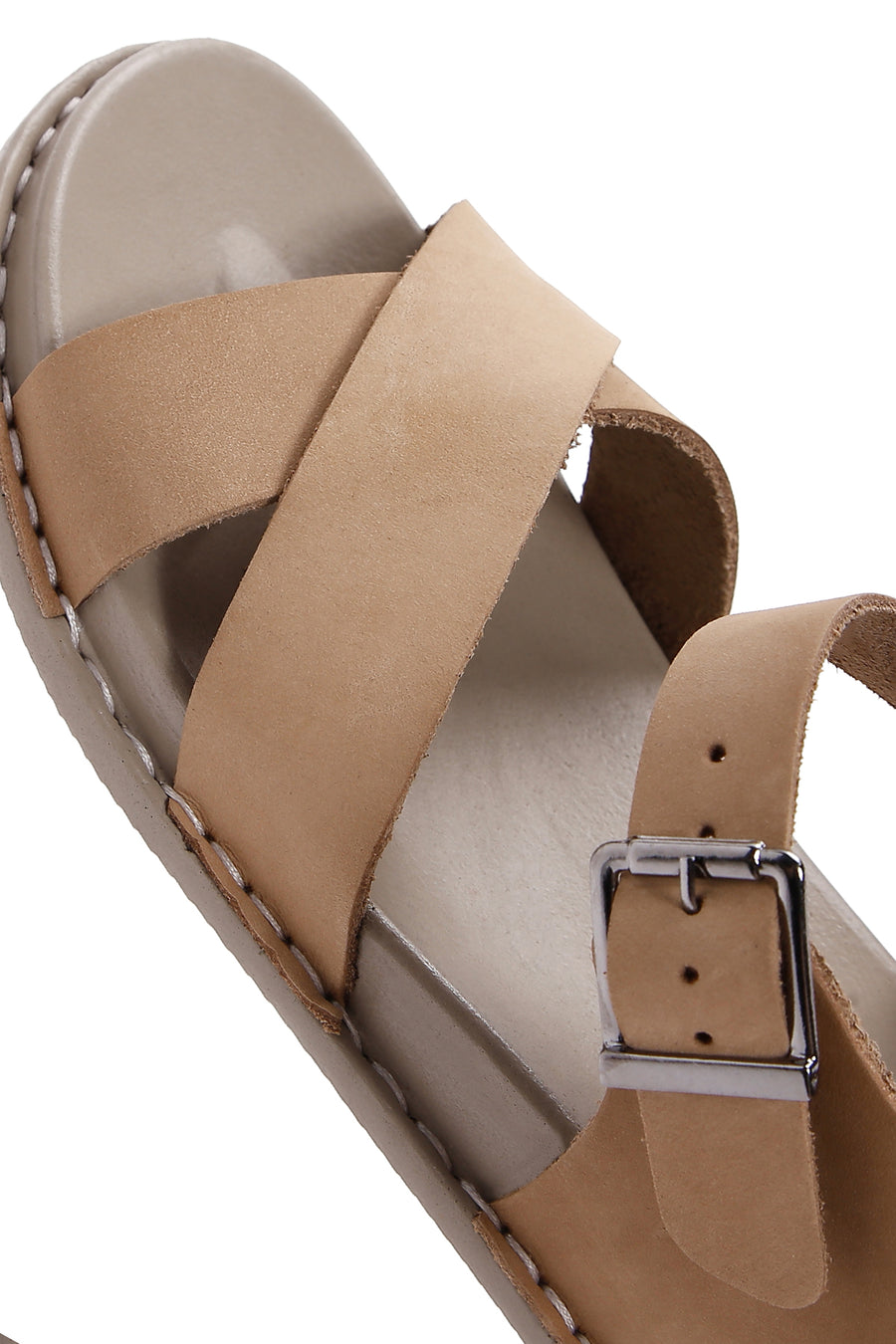 Women's Beige Nubuck Leather Comfort Sandals