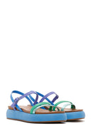 Women's Blue Flat Sandals | Derimod