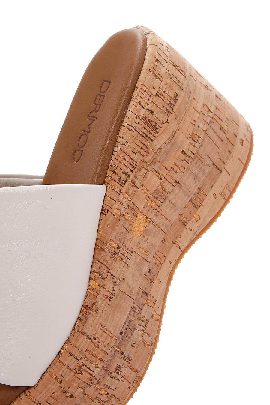 Women's Ecru Leather Wedge Heel Slippers