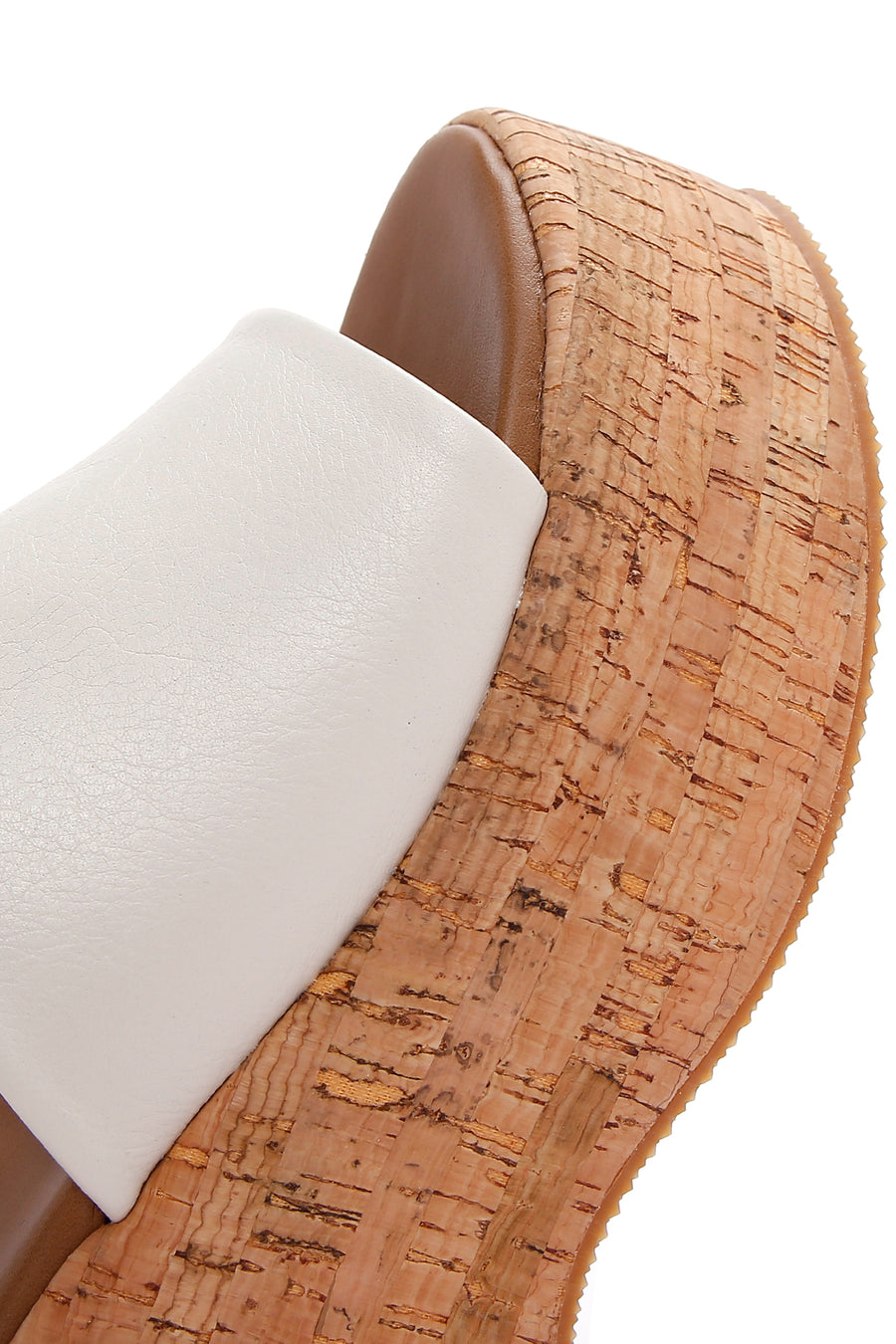 Women's Ecru Leather Wedge Heel Slippers
