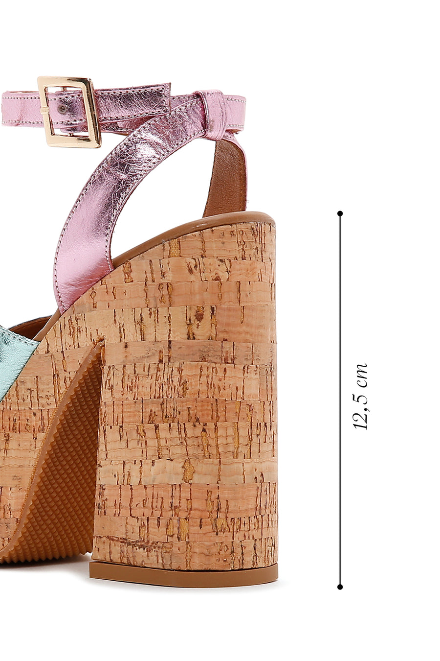 Women's Multicolored Leather Platform Thick Heeled Sandals
