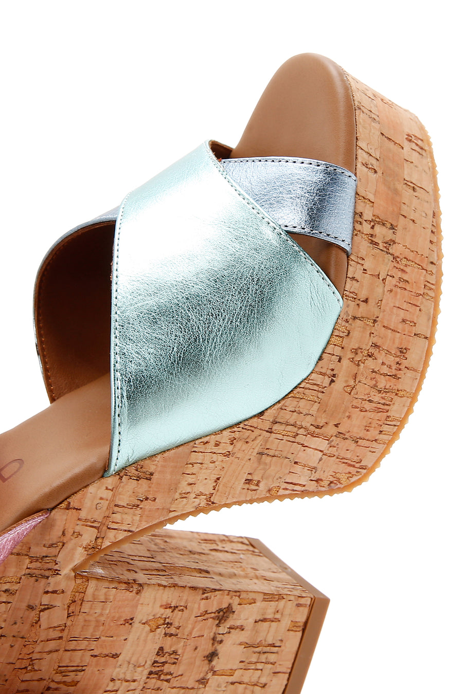 Women's Multicolored Leather Platform Thick Heeled Sandals