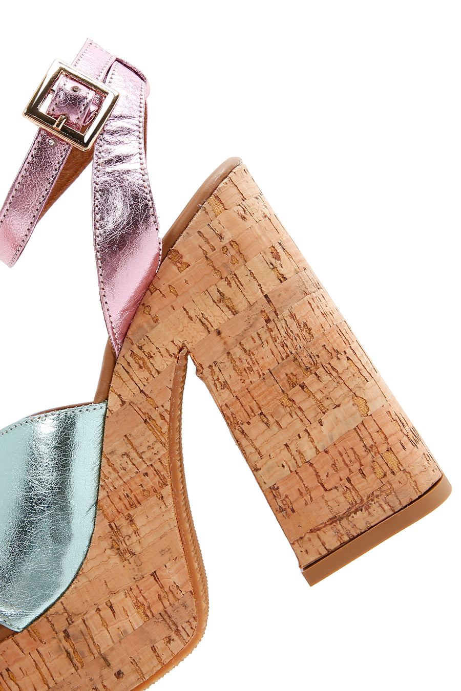 Women's Multicolored Leather Platform Thick Heeled Sandals