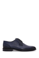Men's Navy Blue Leather Printed Classic Shoes | Derimod