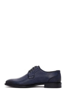 Men's Navy Blue Leather Printed Classic Shoes | Derimod