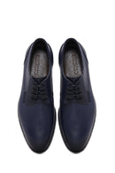 Men's Navy Blue Leather Printed Classic Shoes | Derimod