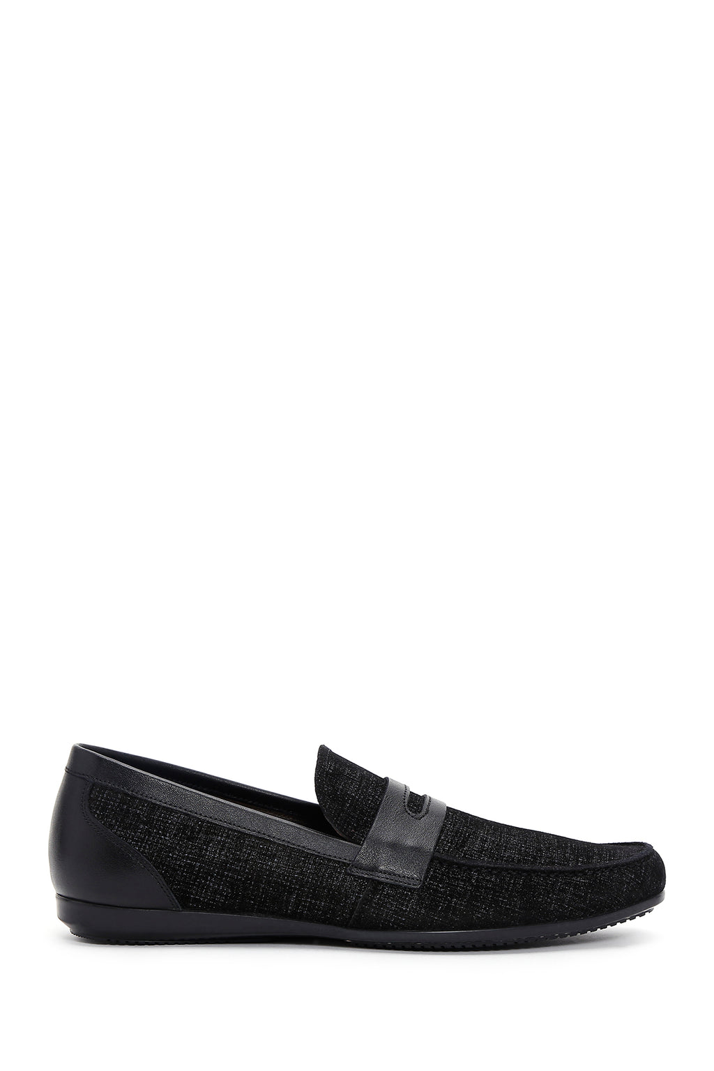 Erkek Siyah Baskılı Deri Casual Loafer
