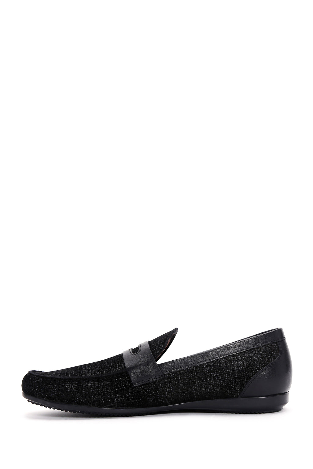 Erkek Siyah Baskılı Deri Casual Loafer