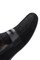 Men's Black Printed Leather Casual Loafer | Derimod