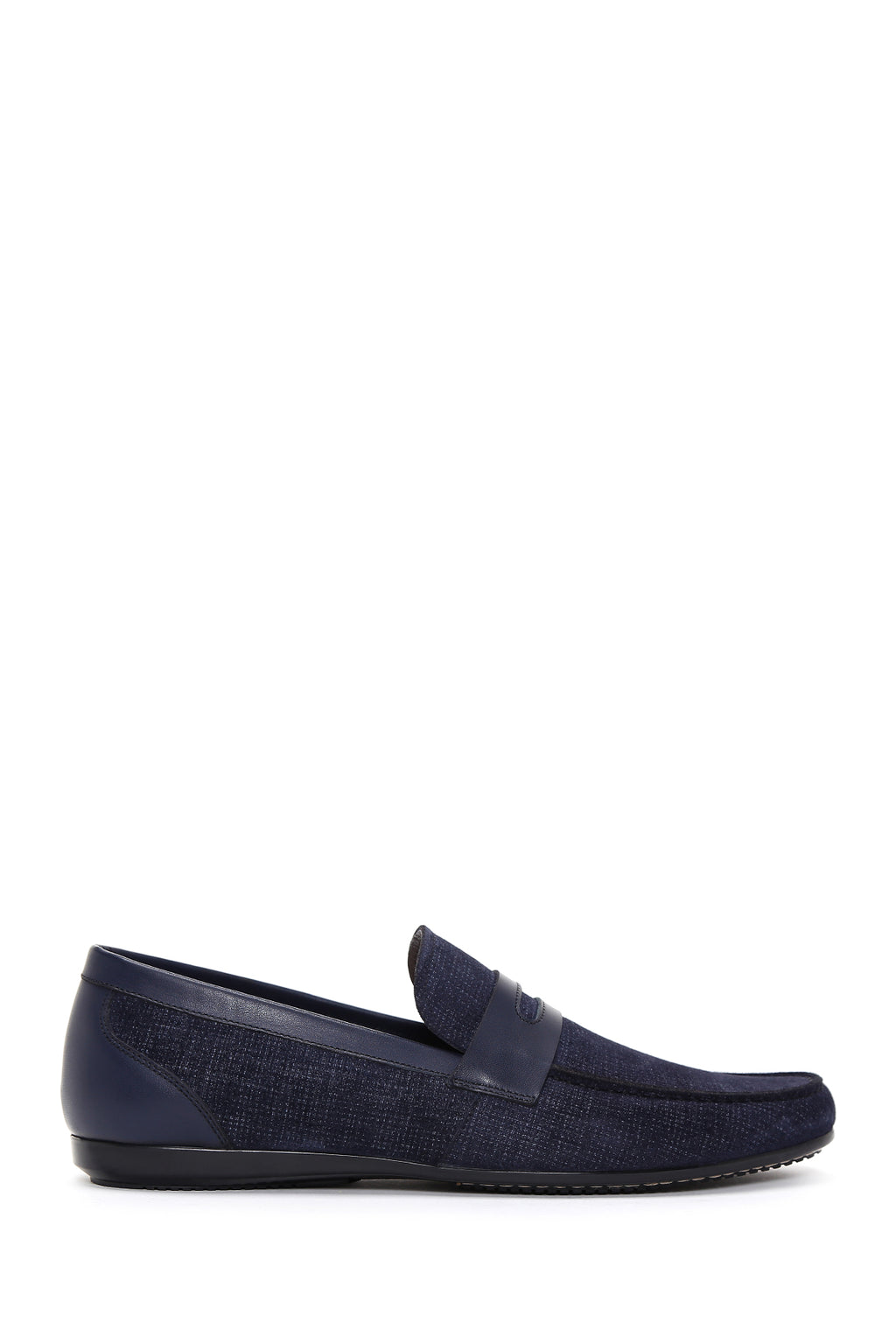 Erkek Lacivert Baskılı Deri Casual Loafer