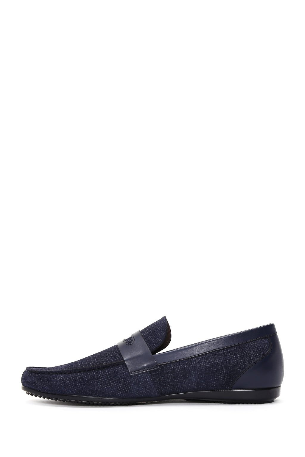 Erkek Lacivert Baskılı Deri Casual Loafer