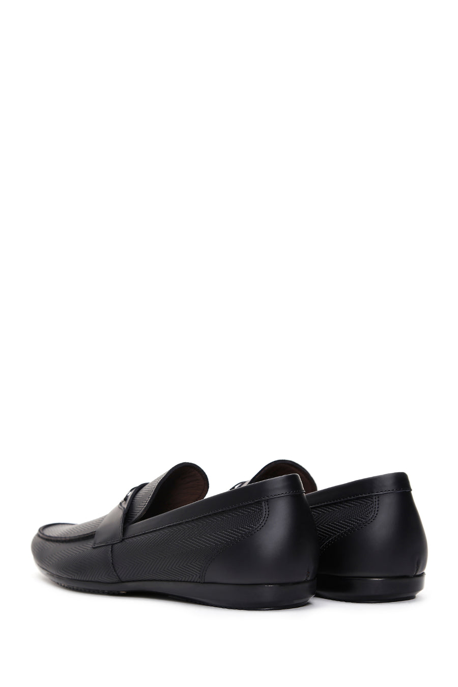 Erkek Siyah Deri Baskılı Klasik Loafer