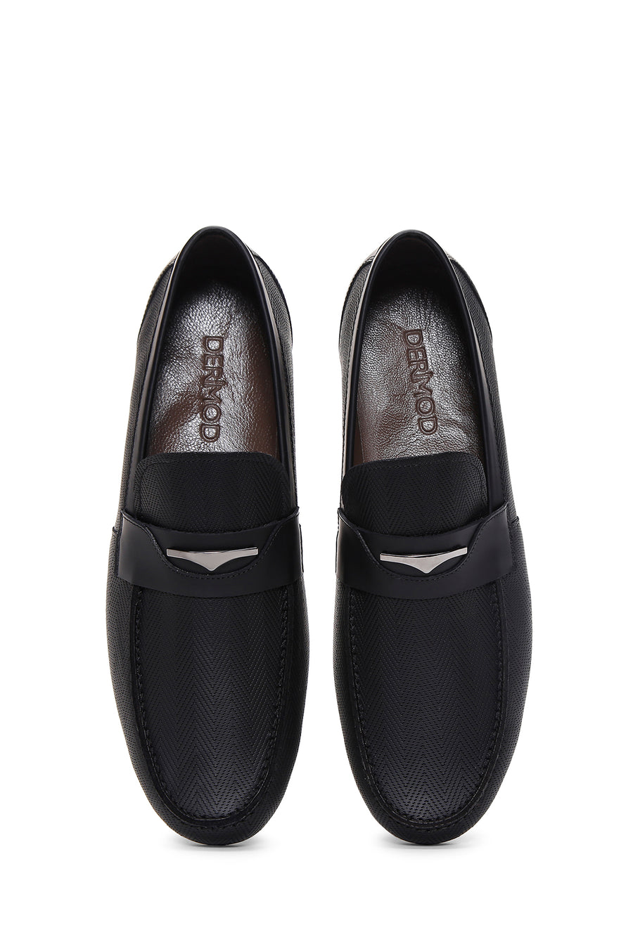Erkek Siyah Deri Baskılı Klasik Loafer