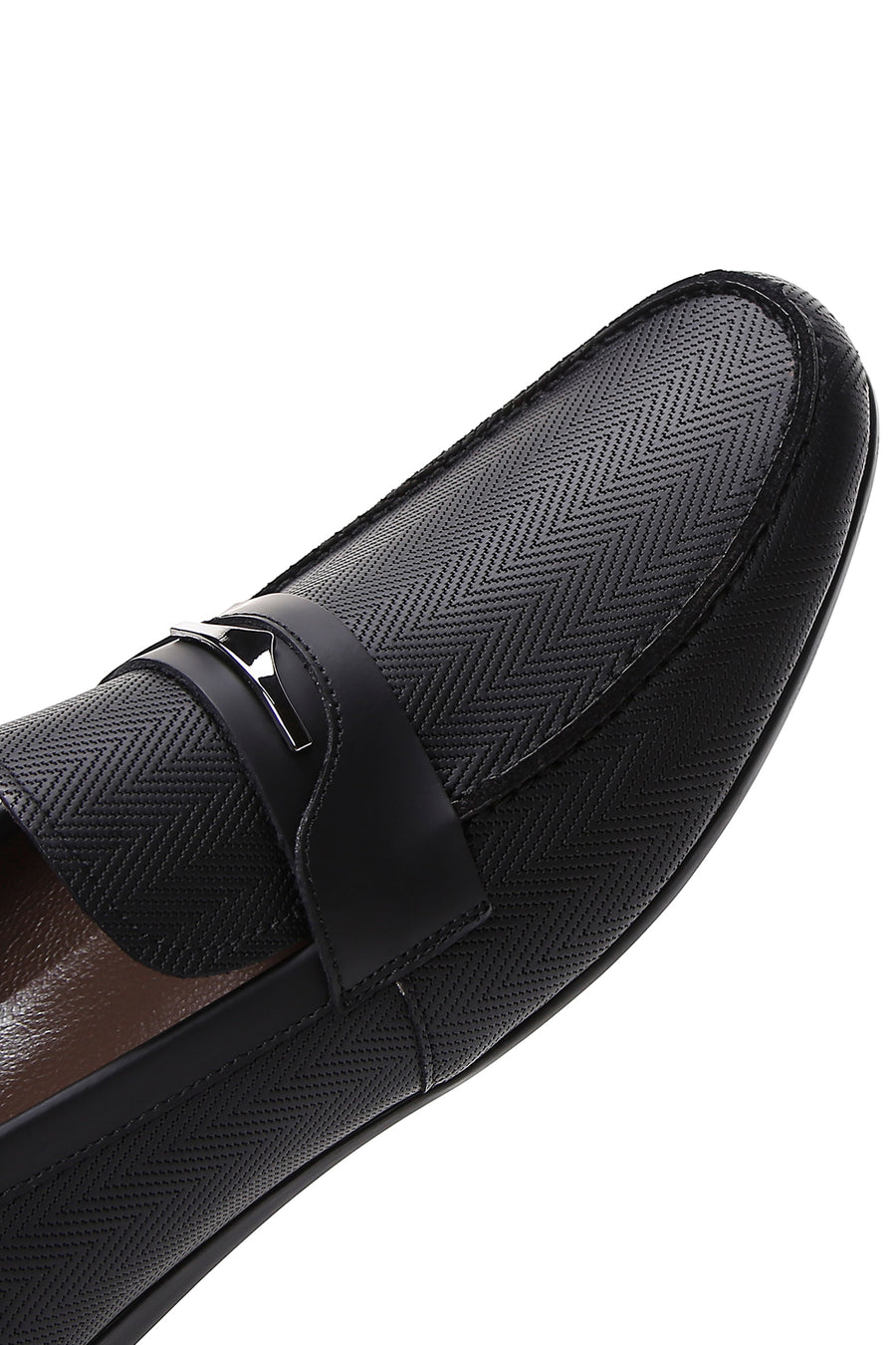 Erkek Siyah Deri Baskılı Klasik Loafer