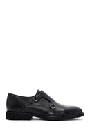 Men's Black Leather Double Buckle Classic Shoes | Derimod