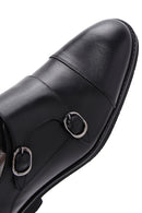 Men's Black Leather Double Buckle Classic Shoes | Derimod