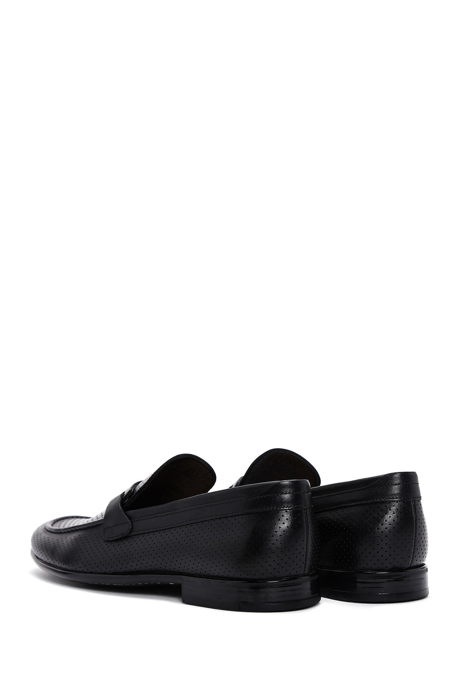 Erkek Siyah Deri Baskılı Klasik Loafer