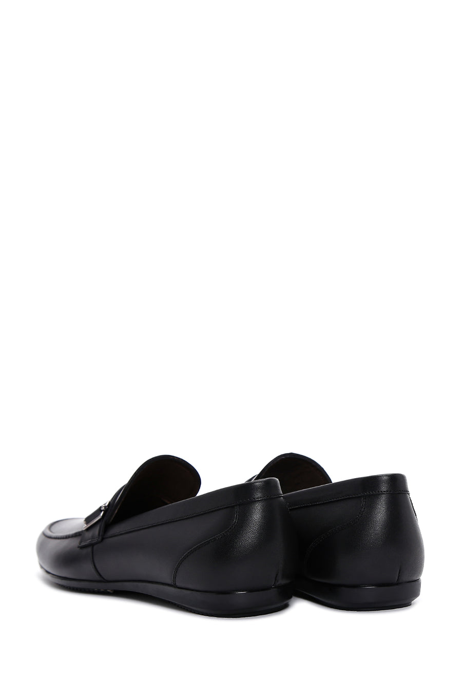 Erkek Siyah Deri Tokalı Klasik Loafer