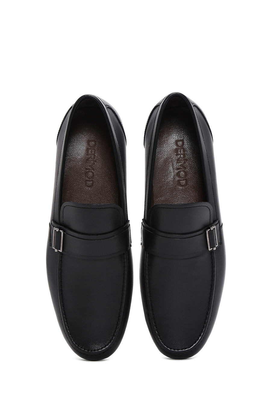 Erkek Siyah Deri Tokalı Klasik Loafer