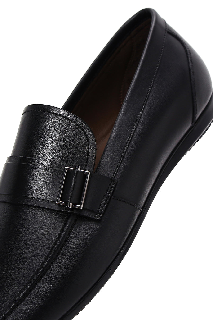 Erkek Siyah Deri Tokalı Klasik Loafer