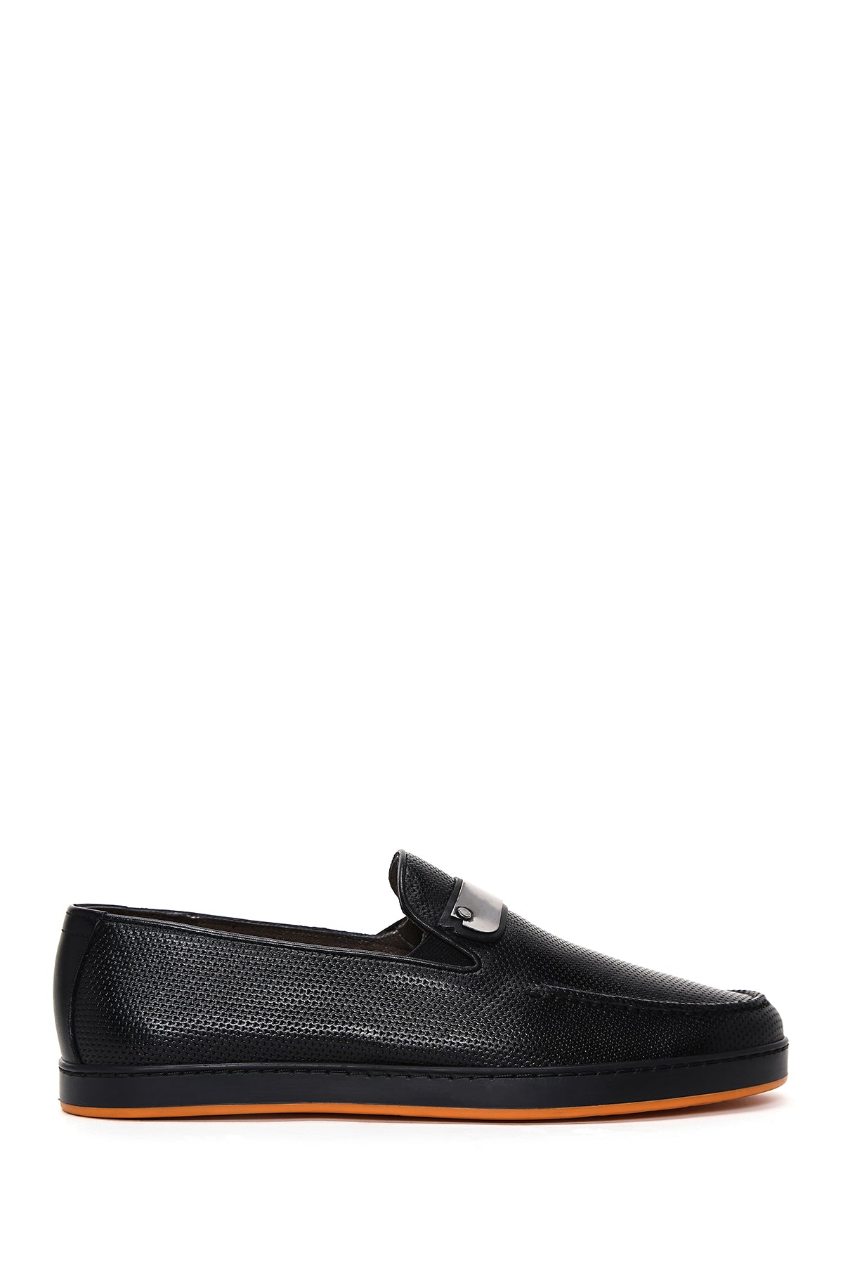 Men's Black Printed Leather Buckle Sports Loafer 23SFD603726 | Derimod