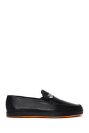 Men's Black Printed Leather Buckle Sports Loafer | Derimod