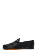 Men's Black Printed Leather Buckle Sports Loafer | Derimod