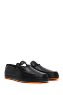Men's Black Printed Leather Buckle Sports Loafer | Derimod