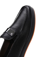 Men's Black Printed Leather Buckle Sports Loafer | Derimod