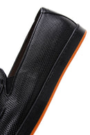 Men's Black Printed Leather Buckle Sports Loafer | Derimod