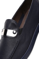 Erkek Lacivert Baskılı Deri Tokalı Spor Loafer | Derimod