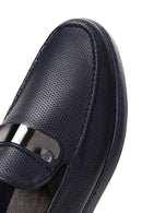 Erkek Lacivert Baskılı Deri Tokalı Spor Loafer | Derimod