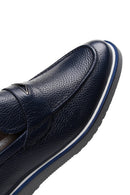 Erkek Lacivert Baskılı Deri Tokalı Spor Loafer | Derimod