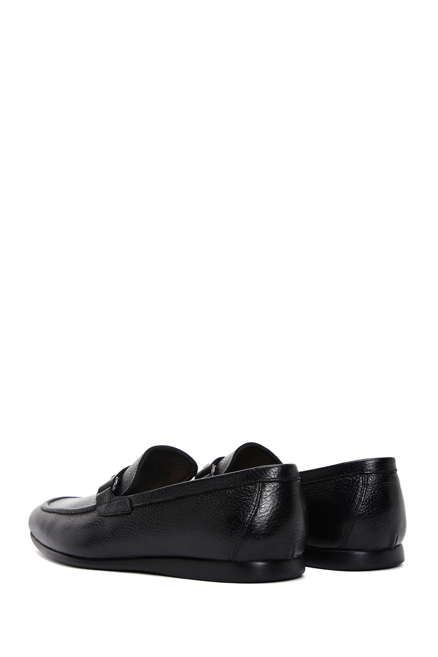 Erkek Siyah Deri Tokalı Klasik Loafer