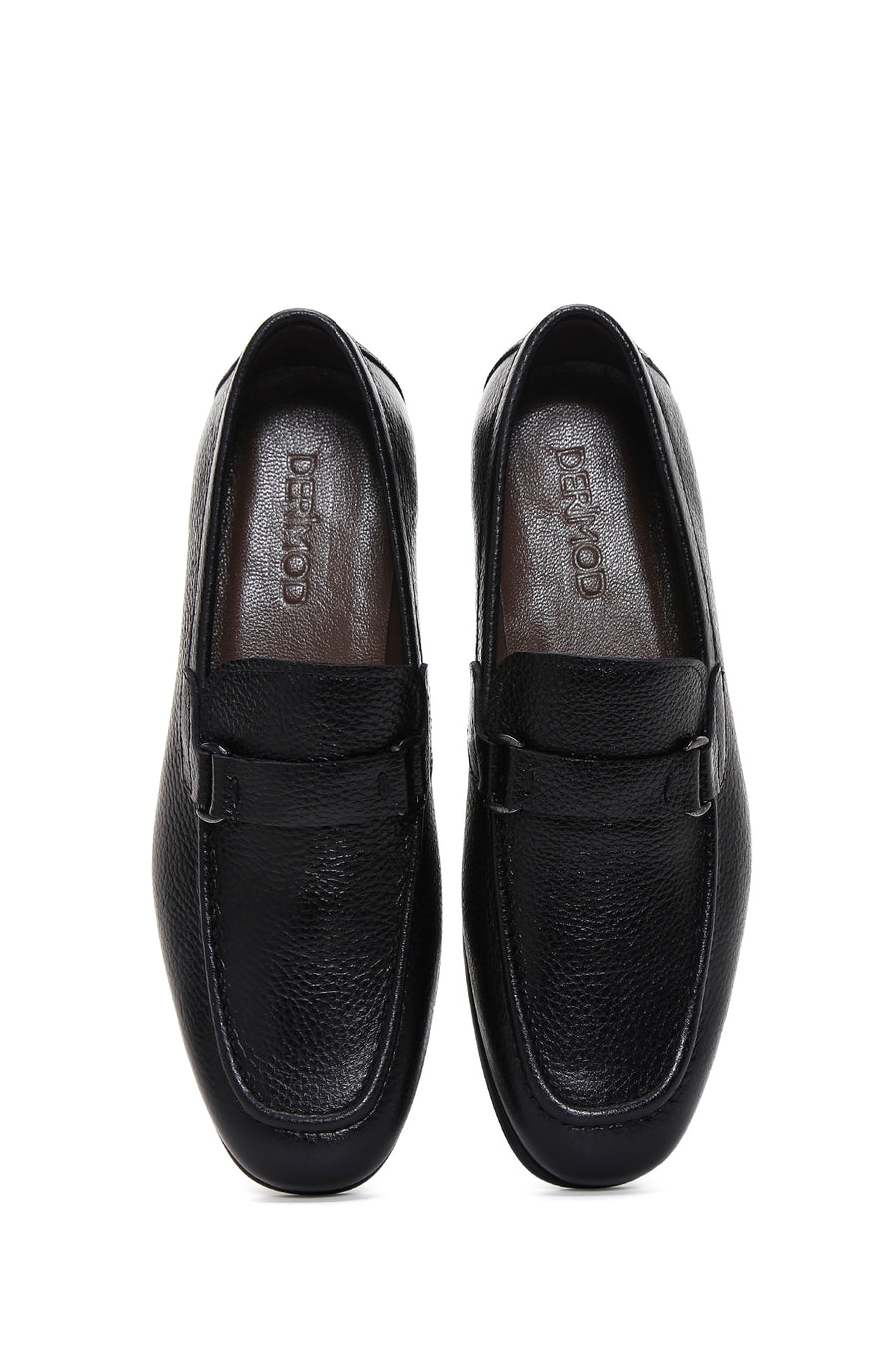Erkek Siyah Deri Tokalı Klasik Loafer