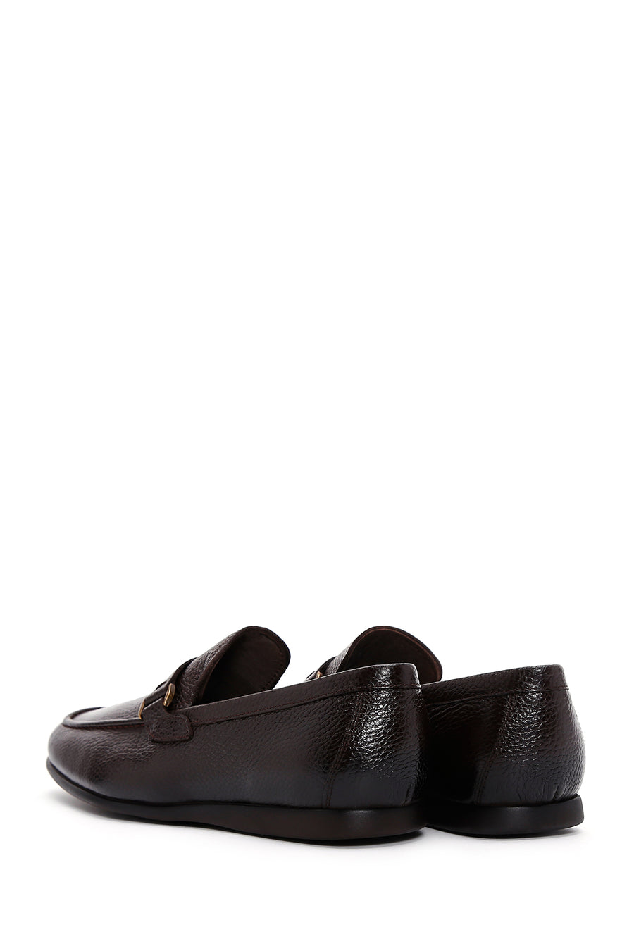 Erkek Kahve Deri Tokalı Klasik Loafer