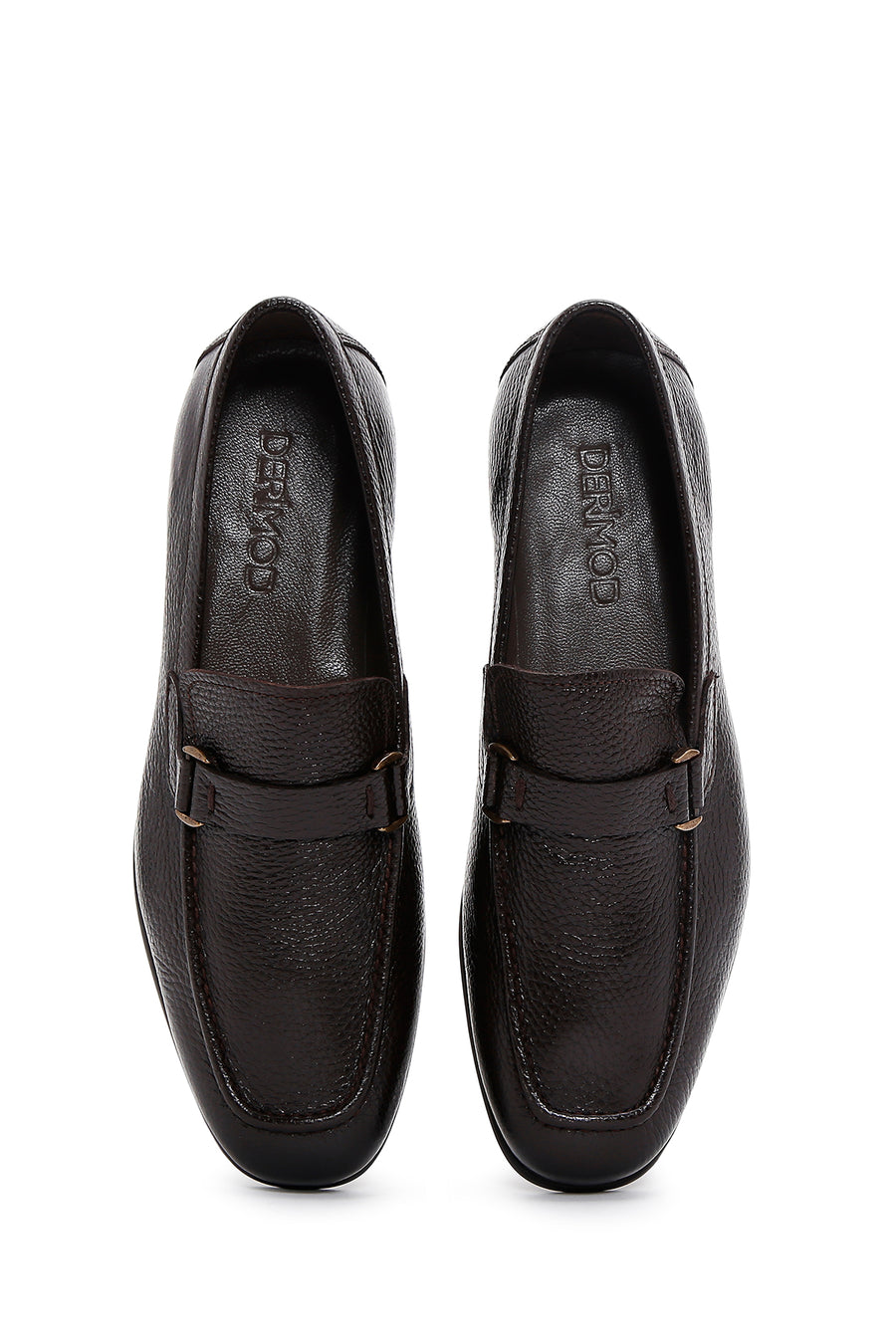 Erkek Kahve Deri Tokalı Klasik Loafer