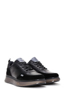 Men's Black Leather Thick Soled Sneaker | Derimod
