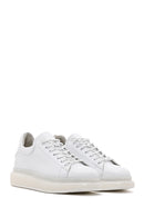 Men's White Leather Thick Sole Leather Sneaker | Derimod