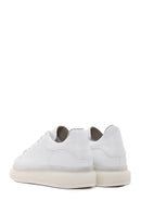 Men's White Leather Thick Sole Leather Sneaker | Derimod