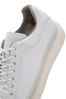 Men's White Leather Thick Sole Leather Sneaker | Derimod