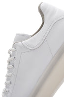 Men's White Leather Thick Sole Leather Sneaker | Derimod