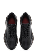 Men's Black Leather Thick Soled Sneaker | Derimod